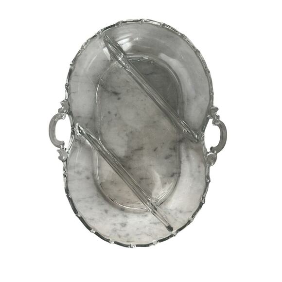 Fostoria Vintage Century Dish 3 Part Divided Handles Glass Serving Relish Nuts - Picture 3 of 13